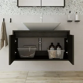 roomartstore.de Roomart Atlantic-85 Unterschrank Bad 85 cm Breit, Weiß-eiche