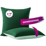 Wometo Kissenbezug Wende-Design 80 x 80 cm Dunkelgrün/Grün