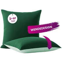 Wometo Kissenbezug Wende-Design 80 x 80 cm Dunkelgrün/Grün