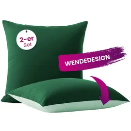 Wometo Kissenbezug Wende-Design 80 x 80 cm Dunkelgrün/Grün