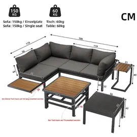 XDOVET Gartenlounge-Set 7-tlg. Grau