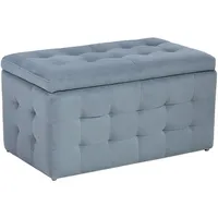 Beliani Ottomane mit Stauraum Michigan Samtstoff Hellgrau