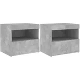 vidaXL Nachtschrank mit LED-Leuchten 50 x 40 x 45 cm Betongrau