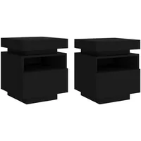 VidaXL Nachttische mit LED-Leuchten 2 Stk Schwarz 40x39x48,5 cm
