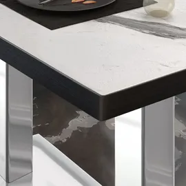 GGM Möbel Bistro Loungetisch 110 x 60 x 41 cm Weiß Marmor