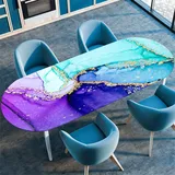 Highdi 3D Elastische Oval Tischdecke Abwaschbar, Spanntischdecke Gartentischdecke Outdoor Oval Tischdecke mit Gummizug für Esszimmer, Küche (Treibsand 7,107x152cm(42"x60"))