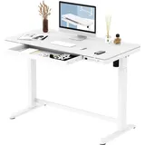 FLEXISPOT Elektrisch Höhenverstellbarer Schreibtisch 120cmx60cm mit Schublade, Touch-Funktion und USB, Elektrischer Schreibtisch (Weiß) - Weiß