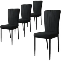 ML-Design 4er Set mit Samt-Bezug, Schwarz,