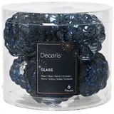 Kaemingk Christbaumschmuck Zapfen Glas 5 cm Laenge 7 cm 6 Stueck Nachtblau