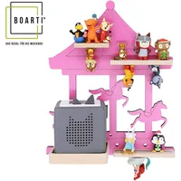 BOARTI Kinderregal Karussell hängend für Toniebox und Tonie Figuren platzsparendes Regal H. 41 x B. 35 x T. 19 cm Wandregal Musikbox und Figuren Aufbewahrung Magneteinsätzen Aufbewahrungsregal Holz