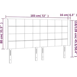 vidaXL LED Kopfteil Dunkelgrau 183x16x118/128 cm Samt