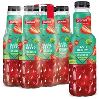 granini Sensation Basil Berry (6 x 0,75l), 32% Frucht, Basilikum, Erdbeere, Party-Drink, vegan, laktosefrei, mit Pfand