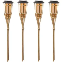 MARELIDA LED Solar Gartenfackel Bambus - simulierter Flammeneffekt -
