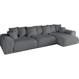 altdecor Ecksofa Cord mit Schlaffunktion 2-Sitzer Dunkelgrau