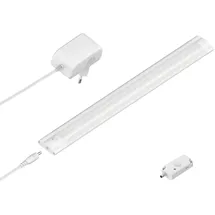 ledscom.de LED Unterbau-Leuchte SIRIS weiß matt mit Netzteil und Bewegungsmelder, flach, 30cm, 368lm, warm-weiß