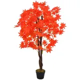 vidaXL Künstliche Pflanze Ahornbaum mit Topf Rot 120 cm