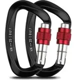 Kletterkarabiner, 2 Stück, Einzelkarabiner, Aluminium-edelstahl-d-ring-karabiner Zum Klettern Und Abseilen, Hunde Sperren, Hängemattenschaukel, Zelt, Große Größe, Schwarz