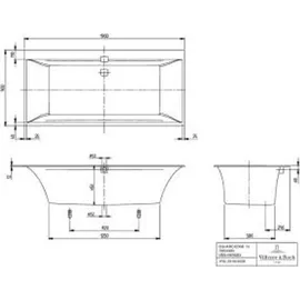 Villeroy & Boch Squaro Edge 12 Rechteck-Whirlwanne 90 x 190 cm (UAE190SQE2B2V01)