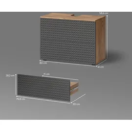 livinity Livinity® Waschbeckenunterschrank Anthrazit gepunktet, 80 x 58.6 cm mit 2 Schubladen,