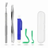 IENHDK 5er Set Zeckenzange Für Hunde,Zeckenzange Katze,Mit 2 Zeckenhaken, 2 Zeckenzangen Metall Und 1 Zeckenpinzette, Für Mensch, Hund, Katze, Kinder (Mit Aufbewahrungsbox)
