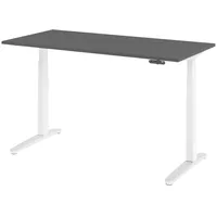 Bümö Schreibtisch, Graphit, Weiß, Nachbildung, Rechteckig, 160x74x80 cm, FSC