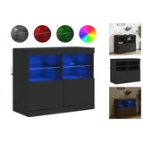 vidaXL Sideboard mit LED-Leuchten Schwarz 81x37x67 cm