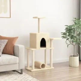 vidaXL Kratzbaum mit Sisal-Kratzsäulen 122 cm creme