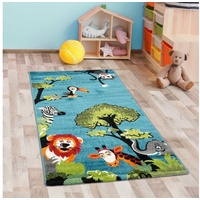 Kinderteppich Waldtier-Teppich in Blau Ein gemütliches Highlight, Carpetia, rechteckig blau 120 cm x 170 cm