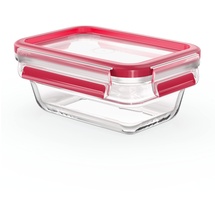 Emsa Clip&Close Glas rechteckig 450ml Aufbewahrungsbehälter Rot