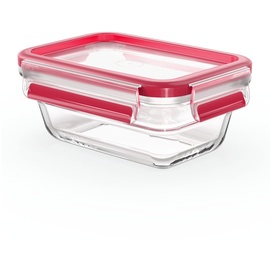 Emsa Clip&Close Glas rechteckig 450ml Aufbewahrungsbehälter Rot