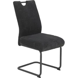 Hela Tische, 2er Set Esszimmerstuhl Merkur, Bezug Breitcord Anthrazit, Komfortsitz Federkorb, XL Sitzbreite, 140kg belastbar, Schwinger Metallgestell