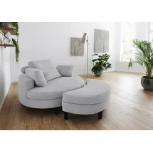 Atlantic Home Collection Loveseat "Ravi, B: 114 cm", grau (hellgrau), B:114cm T:154cm, 100% PES, ATLANTIC HOME COLLECTION, Sessel, XXL- Sessel, mit Stauraumhocker, Rückenstütze & 4 Zierkissen, Topseller