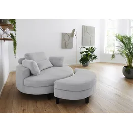 Atlantic Home Collection Loveseat "Ravi, B: 114 cm", grau (hellgrau), B:114cm T:154cm, 100% PES, ATLANTIC HOME COLLECTION, Sessel, XXL- Sessel, mit Stauraumhocker, Rückenstütze & 4 Zierkissen, Topseller