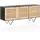 FineBuy Sideboard 175cm Mango Design Kommode mit 3 Rattan Wiener Geflecht Türen Schwarz