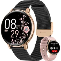 SWGOTA Smartwatch (2,5 cm, Android iOS), Damen Smartwatch 1,39" HD Display mit Telefonfunktion und Fitness schwarz