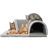 PillowPrim Katzentunnel Katzenhaus Katzenhütte Katzenbett Kuschelige Liegeplatz für Kätze Matte Haustierhütte Hundehaus Höhle Hundehütte Hundehöhle, Grau
