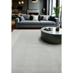 KADIMA DESIGN Wohnzimmerteppich Wolle-Viskose handgewebt  200x290 cm  Silber  Hochwertig  Für große Räume