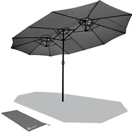 VOUNOT Doppelsonnenschirm mit kurbel, Marktschirm, 460 x 270 cm, Grau