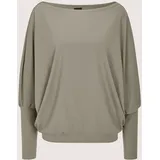 Madeleine Langarmshirt MADELEINE "Langarmshirt Lockeres Longsleeve mit Fledermausärmeln", Damen, Gr. 40, grün (schilf), Obermaterial: 62% Viskose CV. 30% Polyamid PA. 8% Elasthan EL., Modern, schmal, U-Boot-Ausschnitt, Shirts Langarmshirt, Weite Fledermausärmel