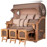 Mr. Deko Strandkorb Komplettset - bene living - Ammersee Grande XXL Teak - PE grau - Modell 534 - inkl. Liftersystem