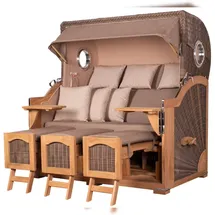 Mr. Deko Strandkorb Komplettset - bene living - Ammersee Grande XXL Teak - PE grau - Modell 534 - inkl. Liftersystem