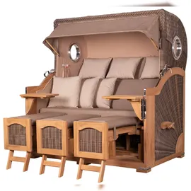 Mr. Deko Strandkorb Komplettset - bene living - Ammersee Grande XXL Teak - PE grau - Modell 534 - inkl. Liftersystem