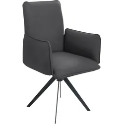 K+W Komfort & Wohnen Drehstuhl, Leder, Blitzdrehkreuz und Rückholfunktion, dekorativer 12mm Biese K+W Komfort & Wohnen asphalt + schwarz
