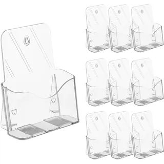 Relaxdays Prospektständer DIN A5, 10er Set, Acryl, Prospekthalter für Tisch & Wand, HBT: 20 x 17,5 x 8,5 cm, transparent
