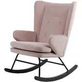Qiyano Tahdia Schaukelstuhl Rosa, Schaukelsessel mit Armlehne, Gepolsterter Sessel Wohnzimmer, Hochwertige Verarbeitung, 180 kg Tragkraft