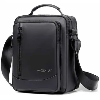 Pawleso Umhängetasche für Männer, Herrentasche, 24,5cm Schultertaschen, Wasserdichte Tasche aus Leder, Lässige Tasche, Kleine Mittel Businesstasche Pendlertasche für Arbeit Schule Reise