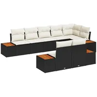 vidaXL Garten-Sofa-Set 8-tlg. schwarz/creme