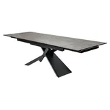 Esstisch STELIX – Ausziehbar 180 bis 260 cm – Metallstruktur und Tischplatte aus gehärtetem Glas und Keramik