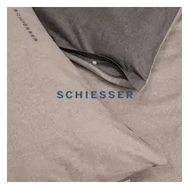 SCHIESSER Doubleface Renforcé taupe-dunkelgrau 135 x 200 cm + 80 x 80 cm