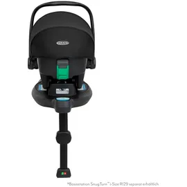 Graco SnugLiteTM i-Size R129 Babyschale, ab Geburt bis ca. 12 Monate (40 bis 75 cm), leicht, kompatibel mit ISOFIX-Basisstation SnugTurnTM i-Size R129 (separat), Neugeboreneneinlage, schwarz,
